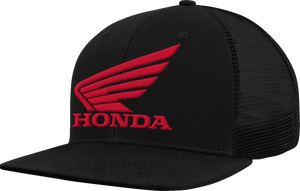 Honda Wing Flat Bill Hat - Black/Red - Lutzka's Garage