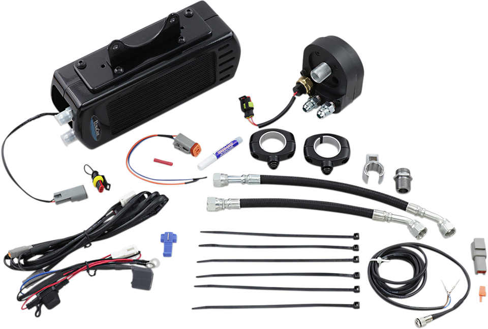 Side Mount Oil Cooler Kit - Gloss Black - Touring - Lutzka's Garage