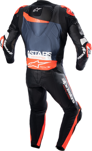 GP Plus v4 Leather Suit - Black/Red Fluo/Blue - US 38 / EU 48 - Lutzka's Garage