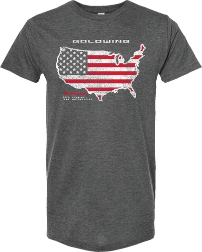 America Outline T-Shirt - Heather Charcoal - Small - Lutzka's Garage