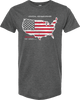 America Outline T-Shirt - Heather Charcoal - Small - Lutzka's Garage