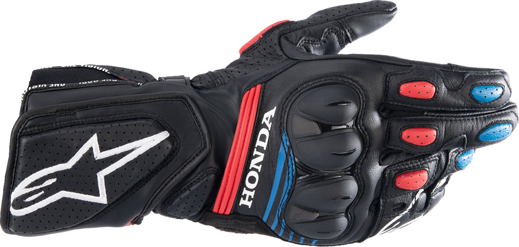 Honda SP-8 V3 Gloves - Black/Bright Red/Blue - Small - Lutzka's Garage