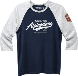 Script T-Shirt - Heather Gray/Navy - Large - Lutzka's Garage