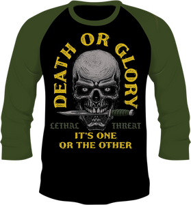 Death or Glory 3/4 Sleeve T-Shirt - Black/Olive - Large - Lutzka's Garage