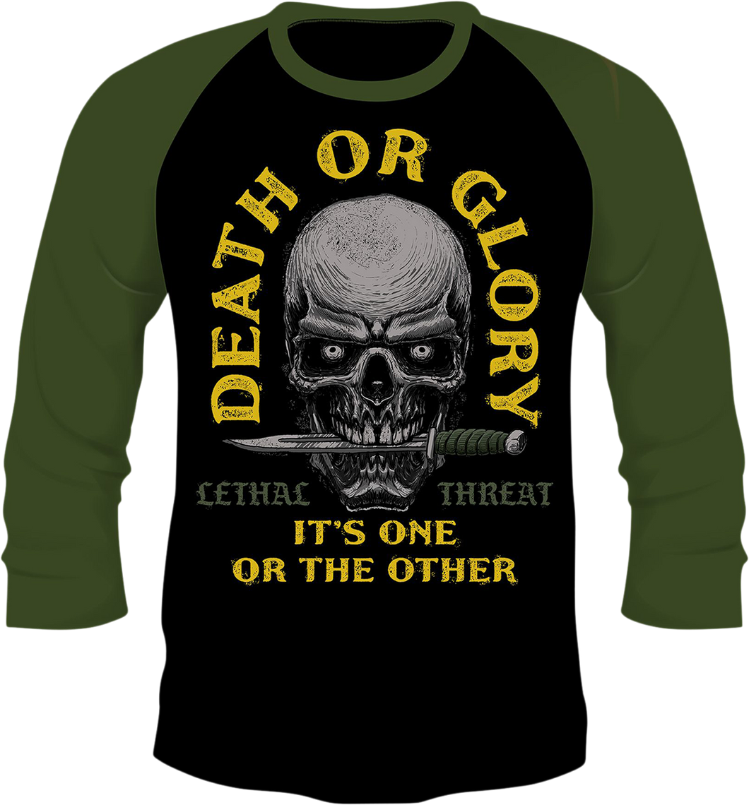 Death or Glory 3/4 Sleeve T-Shirt - Black/Olive - Large - Lutzka's Garage