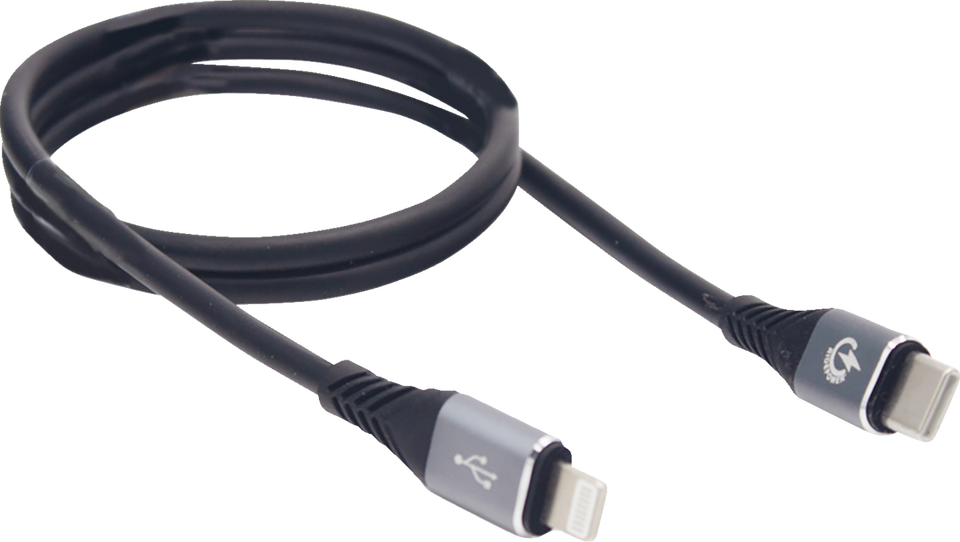 Male USB-C to Male Lightning Cable - Phone - Charger - 24" - Black - Lutzka's Garage