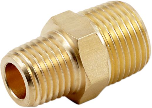 Adaptor - Nipple - Hex - Male - 3/8"-1/4"