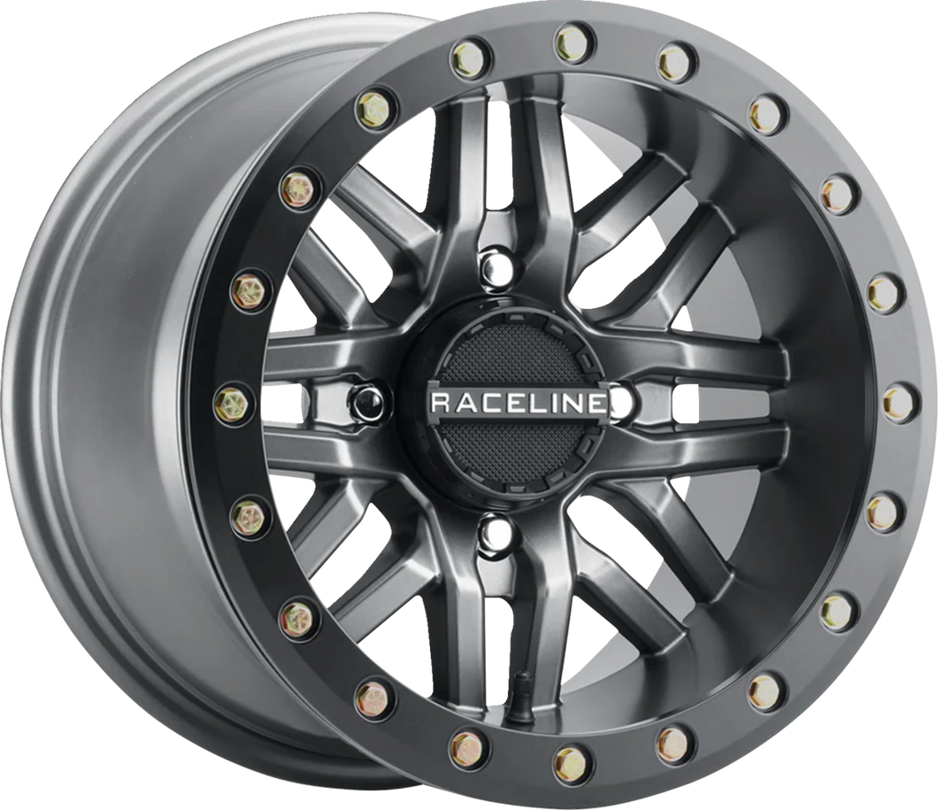 Wheel - Ryno - Beadlock - Front/Rear - Gun Metal Gray/with Black Ring - 14x7 - 4/137 - 5+2