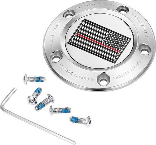 Timing Cover - 5 Hole - Red Line American Flag - Stainless Steel - Lutzka's Garage