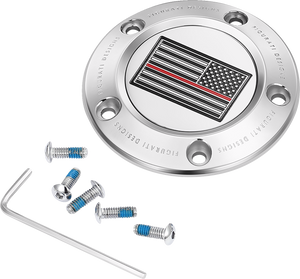 Timing Cover - 5 Hole - Red Line American Flag - Stainless Steel - Lutzka's Garage