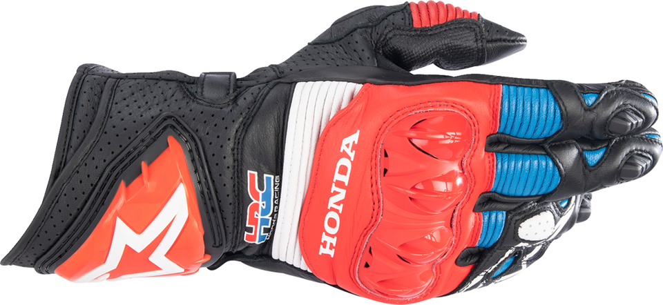 Honda GP Pro R3 Gloves - Black/Bright Red/Blue - Small - Lutzka's Garage