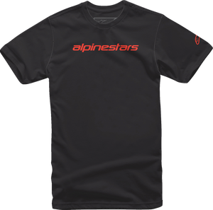 Linear Wordmark T-Shirt - Black/Warm Red - Medium - Lutzka's Garage