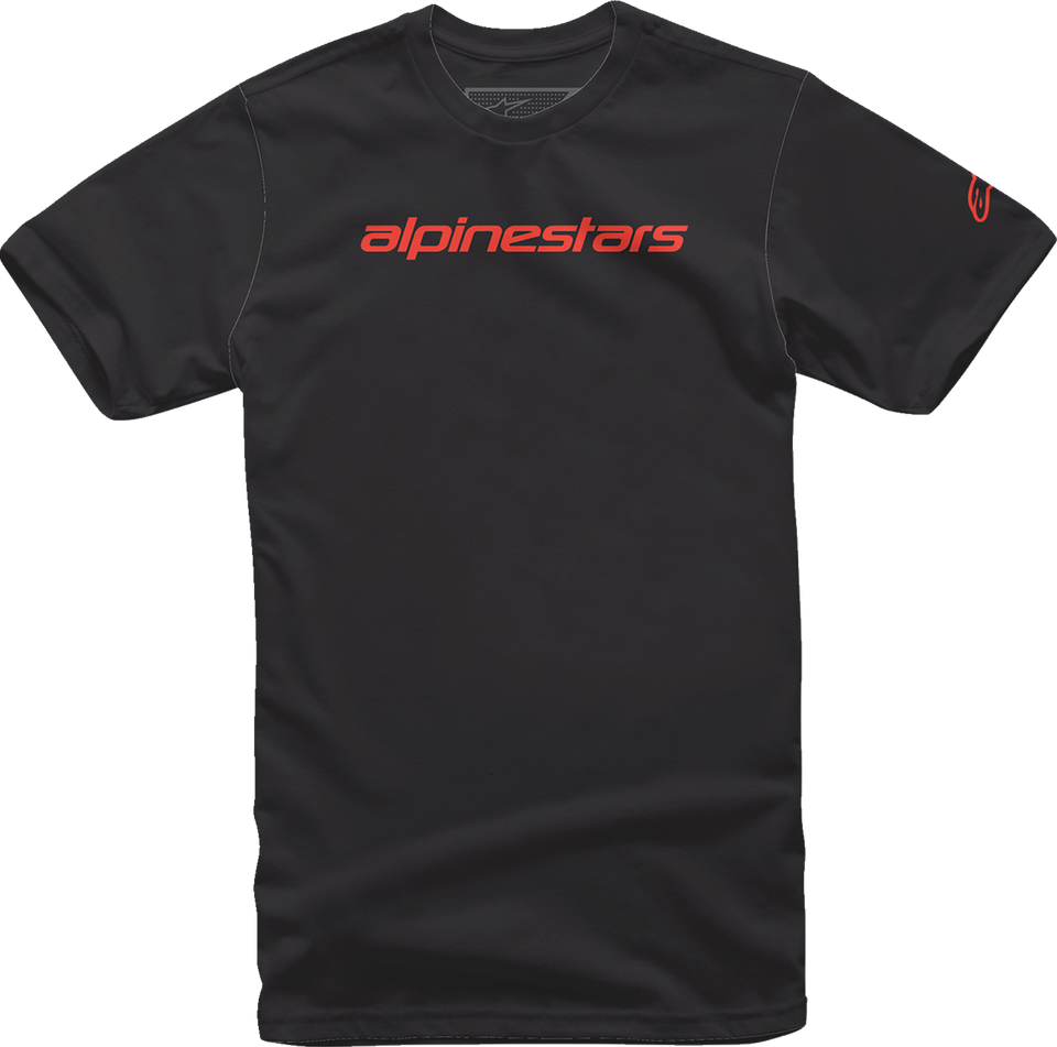 Linear Wordmark T-Shirt - Black/Warm Red - Medium - Lutzka's Garage