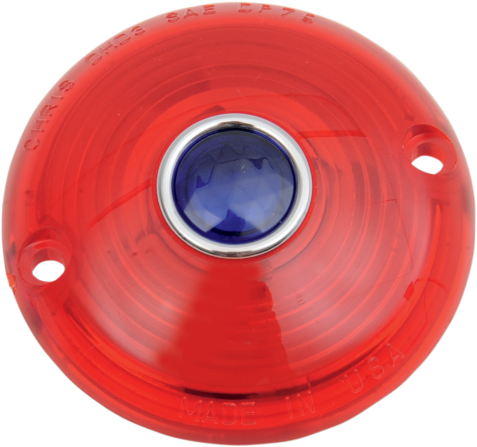 Turn Signal Lens - 63-85 FL - Red with Blue Dot
