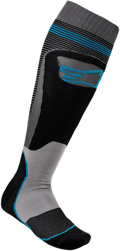 MX Plus 1 Socks - Black/Cyan - Small/Medium - Lutzka's Garage