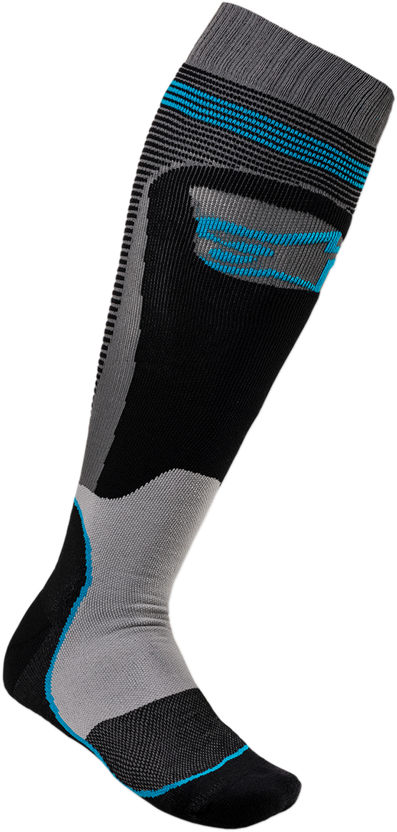 MX Plus 1 Socks - Black/Cyan - Small/Medium - Lutzka's Garage