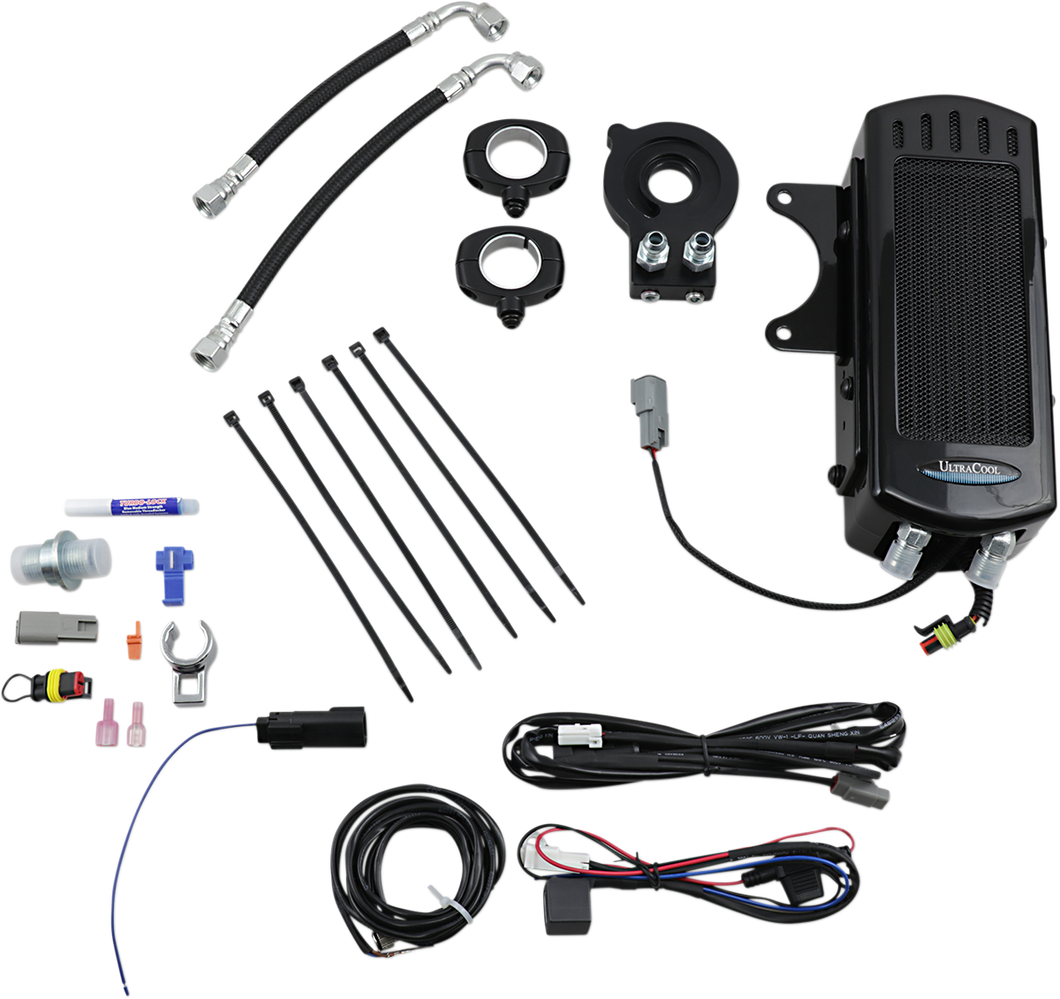 Frame Mount Oil Cooler Kit - Gloss Black - M8 Touring/Trike - Lutzka's Garage