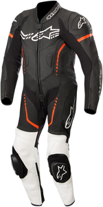 Youth GP Plus 1-Piece Leather Suit - Black/White/Red Fluorescent - US 24 / EU 130 - Lutzka's Garage