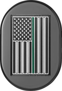 Antenna Cover - Right Rear Fender - Green Line American Flag - Black - Lutzka's Garage