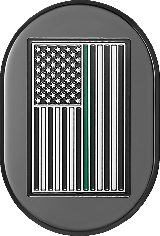 Antenna Cover - Right Rear Fender - Green Line American Flag - Black - Lutzka's Garage