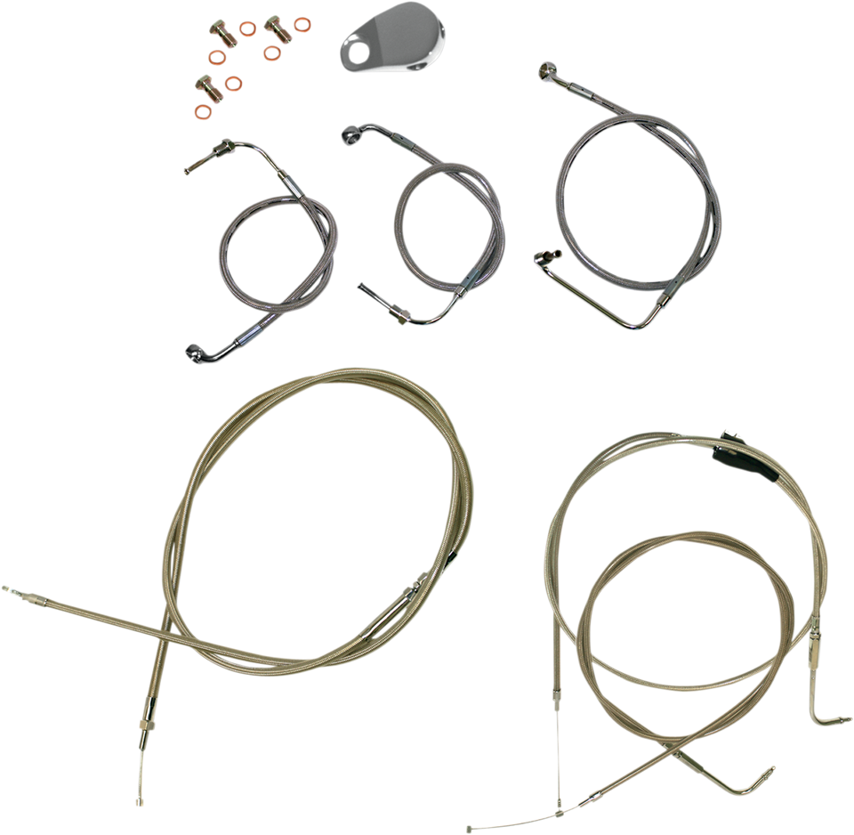 Handlebar Cable/Brake Line Kit - 12" - 14" Ape Hanger Handlebars - Stainless Steel - Lutzka's Garage