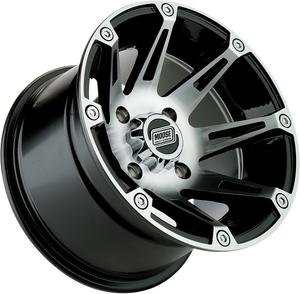 Wheel - 387X - Front/Rear - Machined Black - 12x8 - 4/4 - 4+4