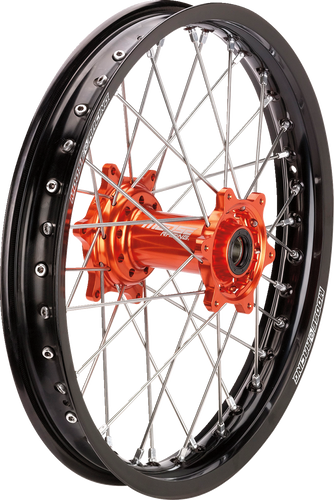 Wheel Assembly - SX-1 - Complete - Rear - Black Wheel/Orange Hub - 19x2.15 - KTM