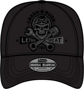 Crash n Burn Baseball Hat - Black - One Size - Lutzka's Garage