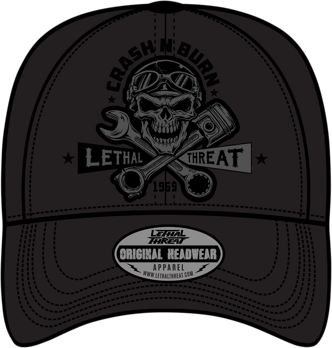 Crash n Burn Baseball Hat - Black - One Size - Lutzka's Garage