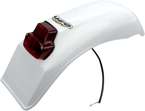 Universal Enduro Rear Fender with Tail/Brake Light - White - Lutzka's Garage