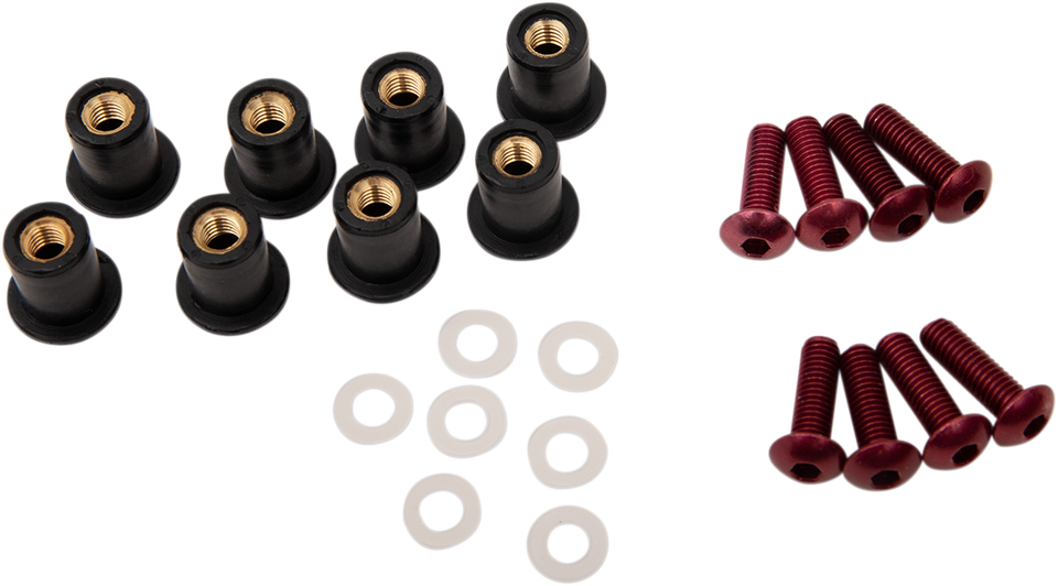 Windscreen Screw Kit - Red - Lutzka's Garage