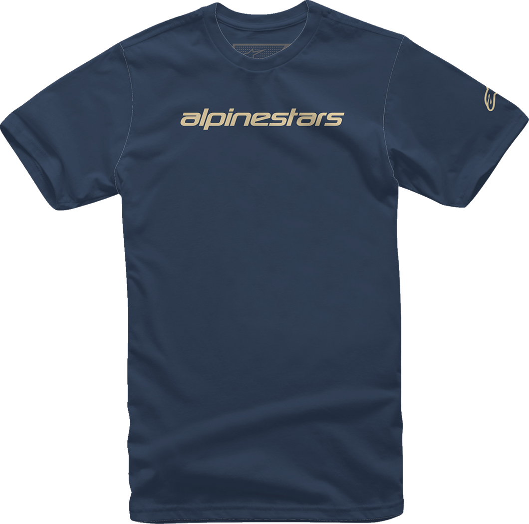 Linear Wordmark T-Shirt - Navy/Stone - Medium - Lutzka's Garage