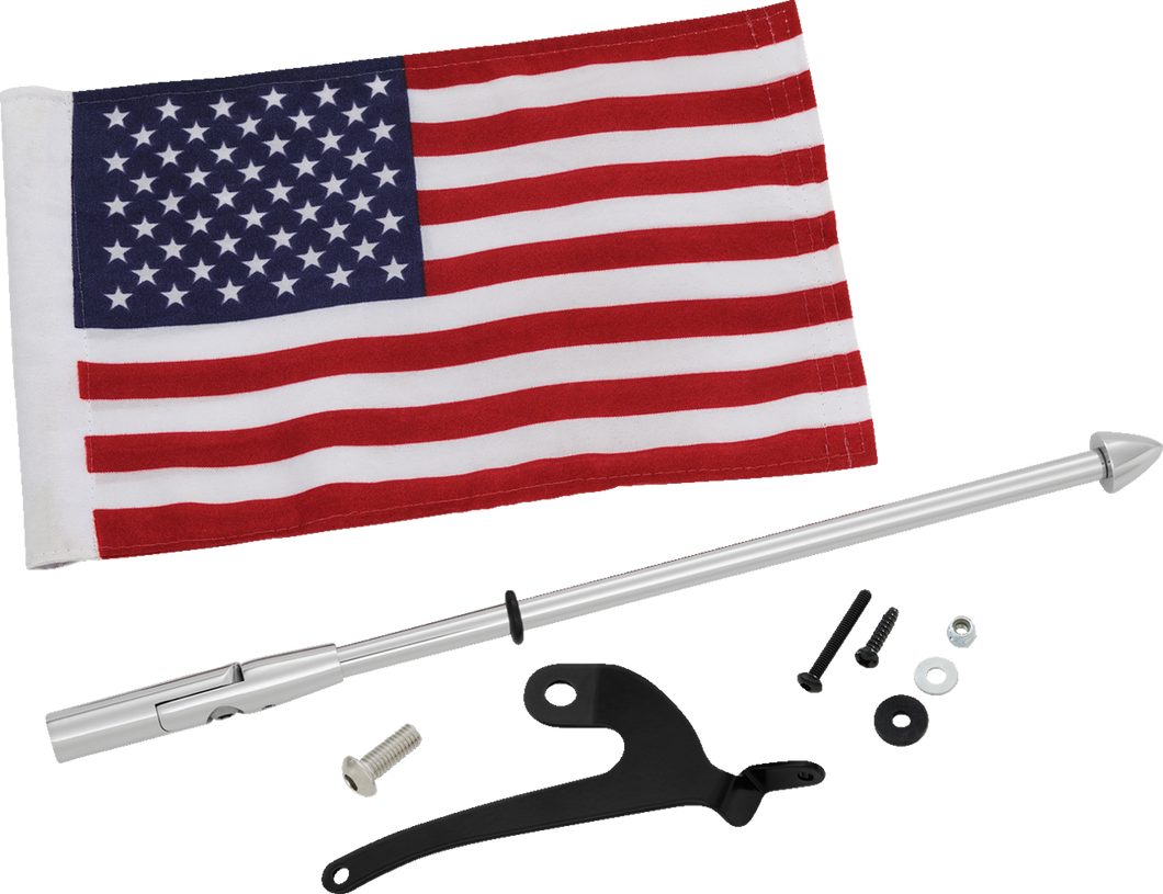 Folding Flag Pole - Right - Chrome - Can-Am RT - Lutzka's Garage