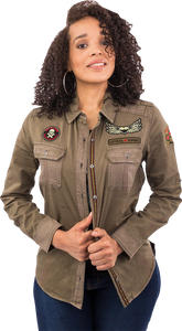 Womens Untamed Long-Sleeve Shirt - Army Green - Small - Lutzka's Garage