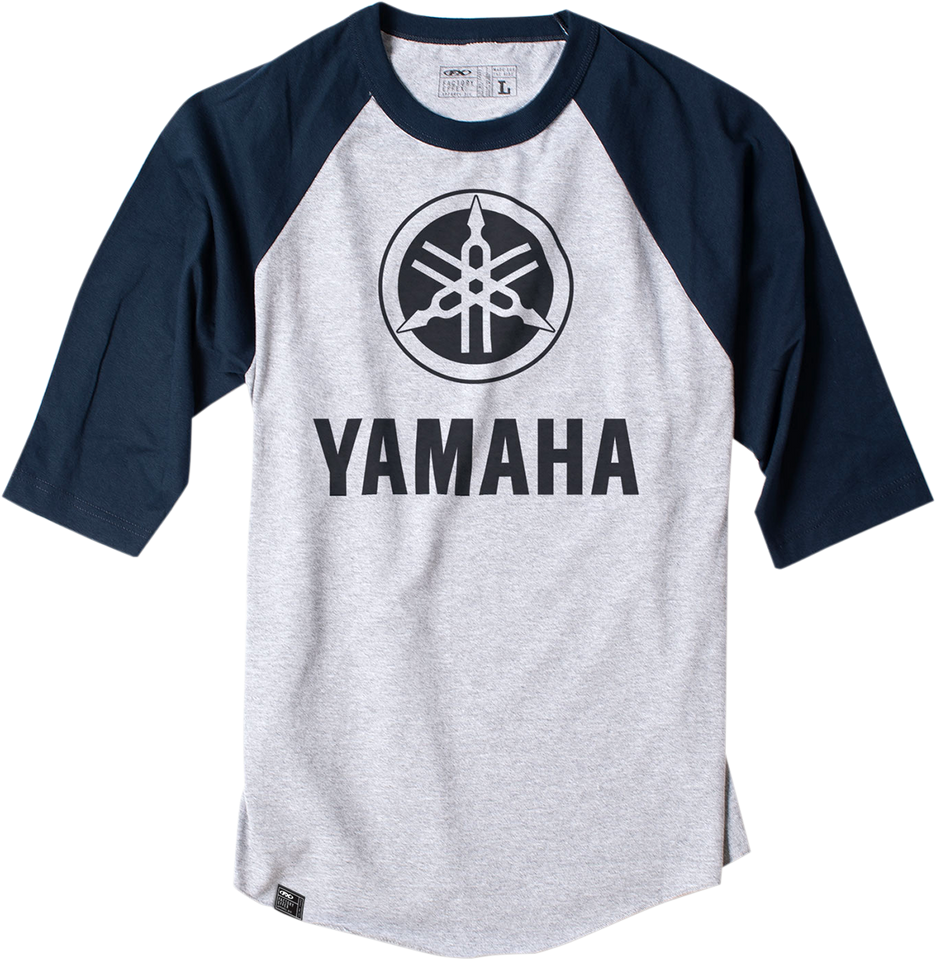 Yamaha Baseball T-Shirt - Navy/Heather Gray - Medium - Lutzka's Garage