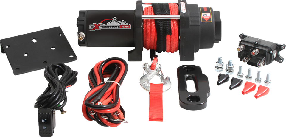 Winch - 4500 LB - Synthetic Rope - 4 Bolt