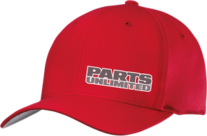 Parts Unlimited Curved Bill Hat - Red - Small/Medium - Lutzka's Garage