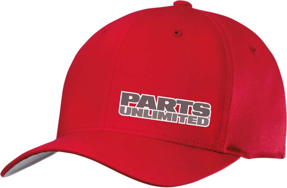 Parts Unlimited Curved Bill Hat - Red - Small/Medium - Lutzka's Garage