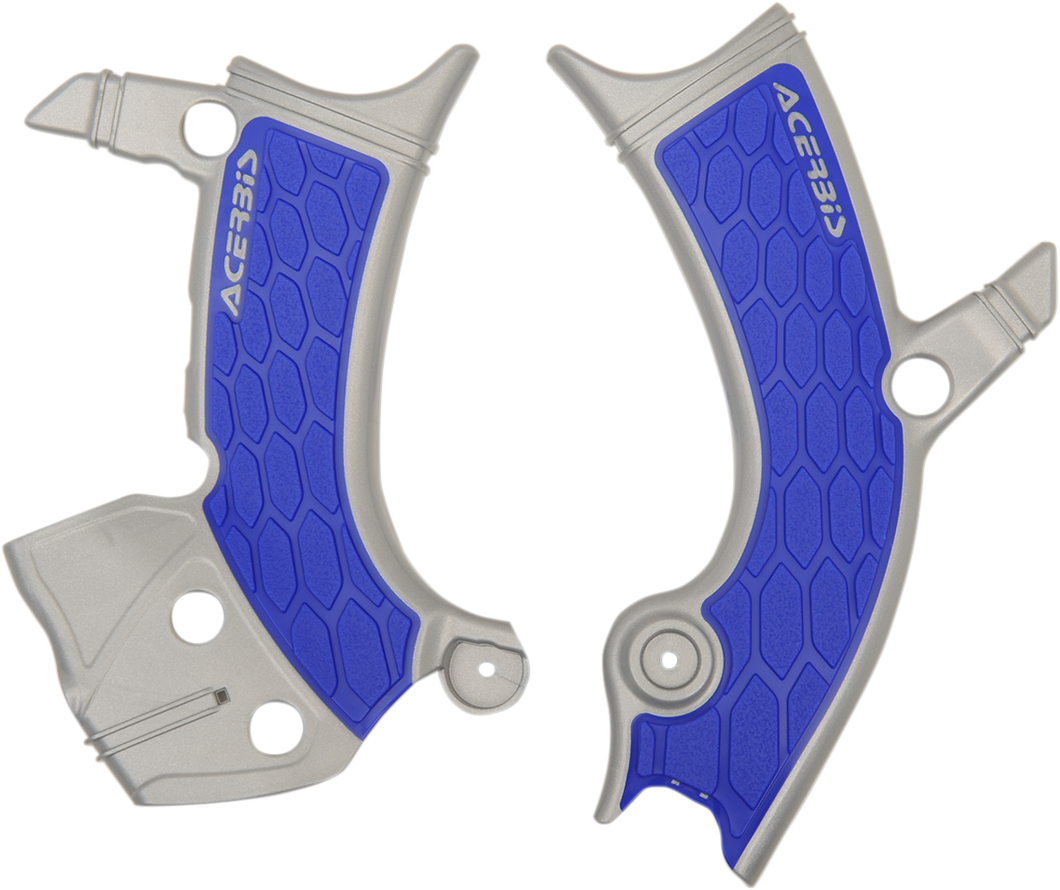 X-Grip Frame Guards - Silver/Blue - Yamaha