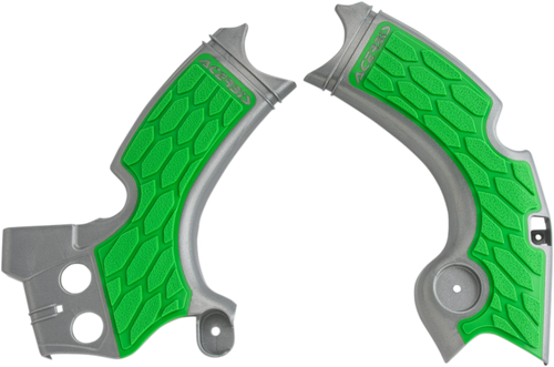 X-Grip Frame Guards - Silver/Green - KX 250 F