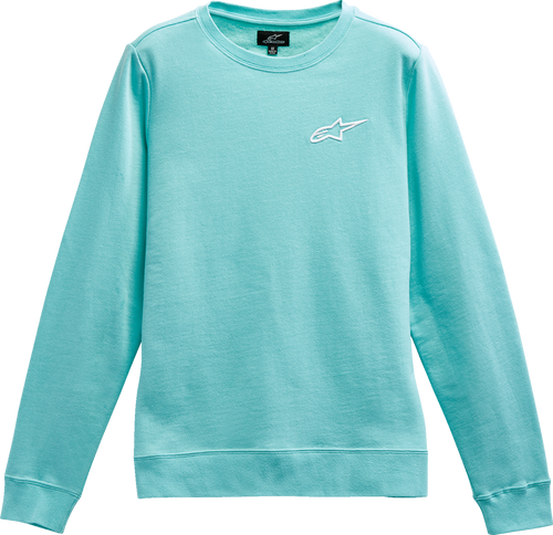 Womens Ageless Crew Fleece - Light Aqua/White - Large - Lutzka's Garage