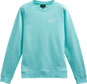 Womens Ageless Crew Fleece - Light Aqua/White - Large - Lutzka's Garage