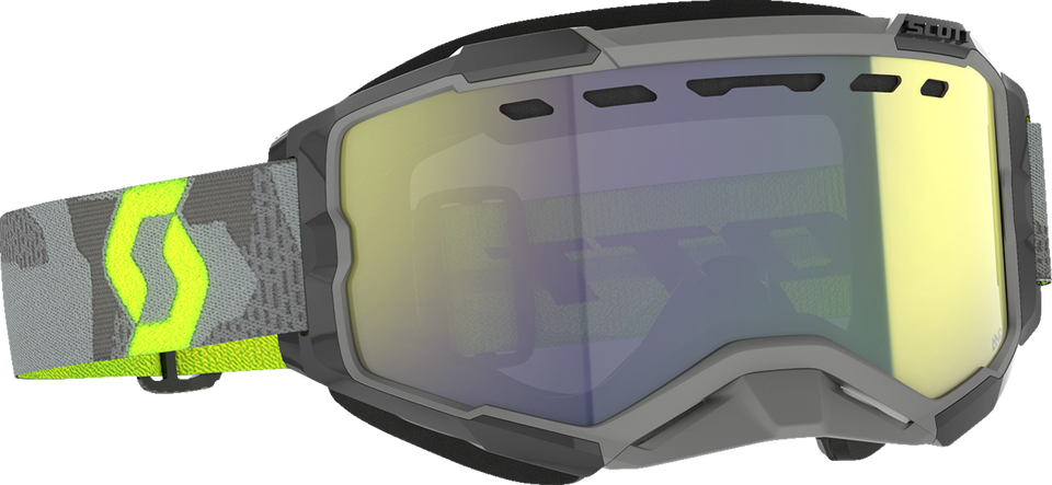 Fury Snow Cross Goggle - Light Gray/Neon Yellow - Enhancer Yellow Chrome