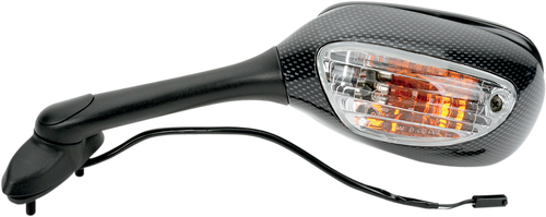 Mirror - Side View - Lighted - Black/Carbon Fiber - Rectangle - Left - Suzuki