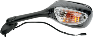 Mirror - Side View - Lighted - Black/Carbon Fiber - Rectangle - Left - Suzuki