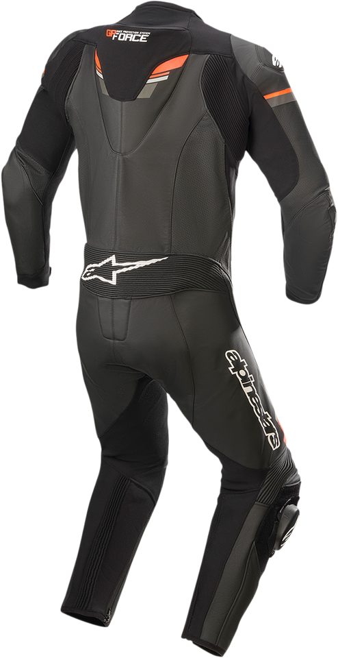 GP Force Chaser 1-Piece Leather Suit - Black/Red Fluorescent- US 48 / EU 58