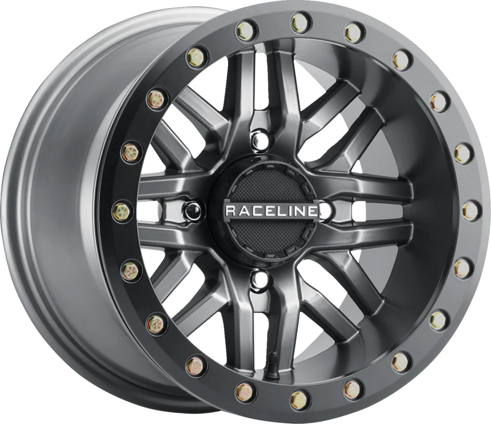 Wheel - Ryno - Beadlock - Front/Rear - Gun Metal Gray/with Black Ring - 14x7 - 4/156 - 5+2