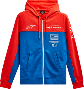 H Block Hoodie - Warm Red/Bright Blue - Medium - Lutzka's Garage