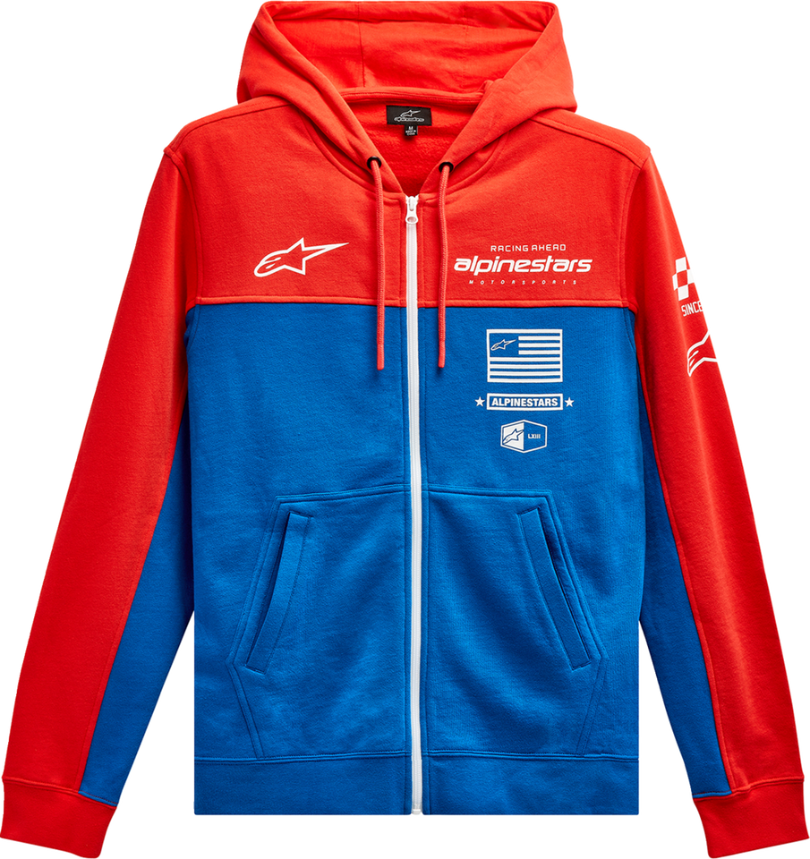 H Block Hoodie - Warm Red/Bright Blue - Medium - Lutzka's Garage