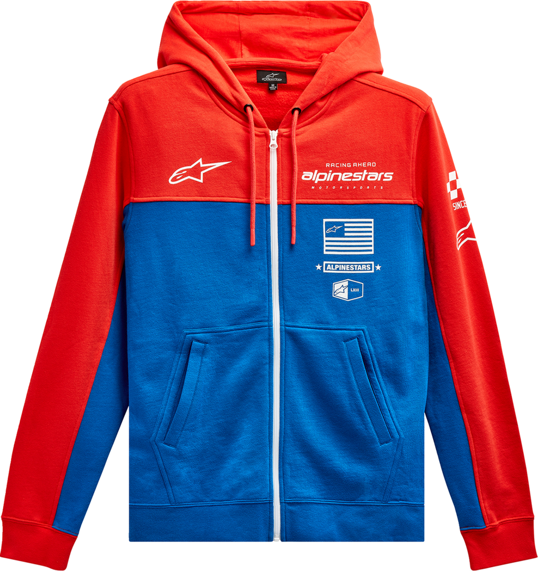 H Block Hoodie - Warm Red/Bright Blue - Medium - Lutzka's Garage